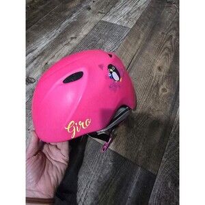 Giro Slingshot Youth Kids Snow Ski Helmet Matte Bright Pink Penguin No Gog Strap